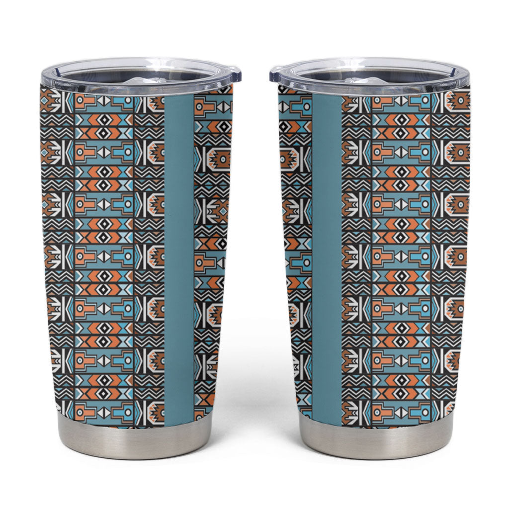 African Ndebele Traditional Attire Tumbler Cup Blue Ndebele Stripe
