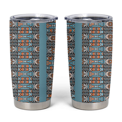 African Ndebele Traditional Attire Tumbler Cup Blue Ndebele Stripe