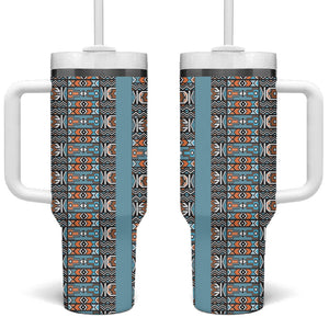 African Ndebele Traditional Attire Tumbler With Handle Blue Ndebele Stripe