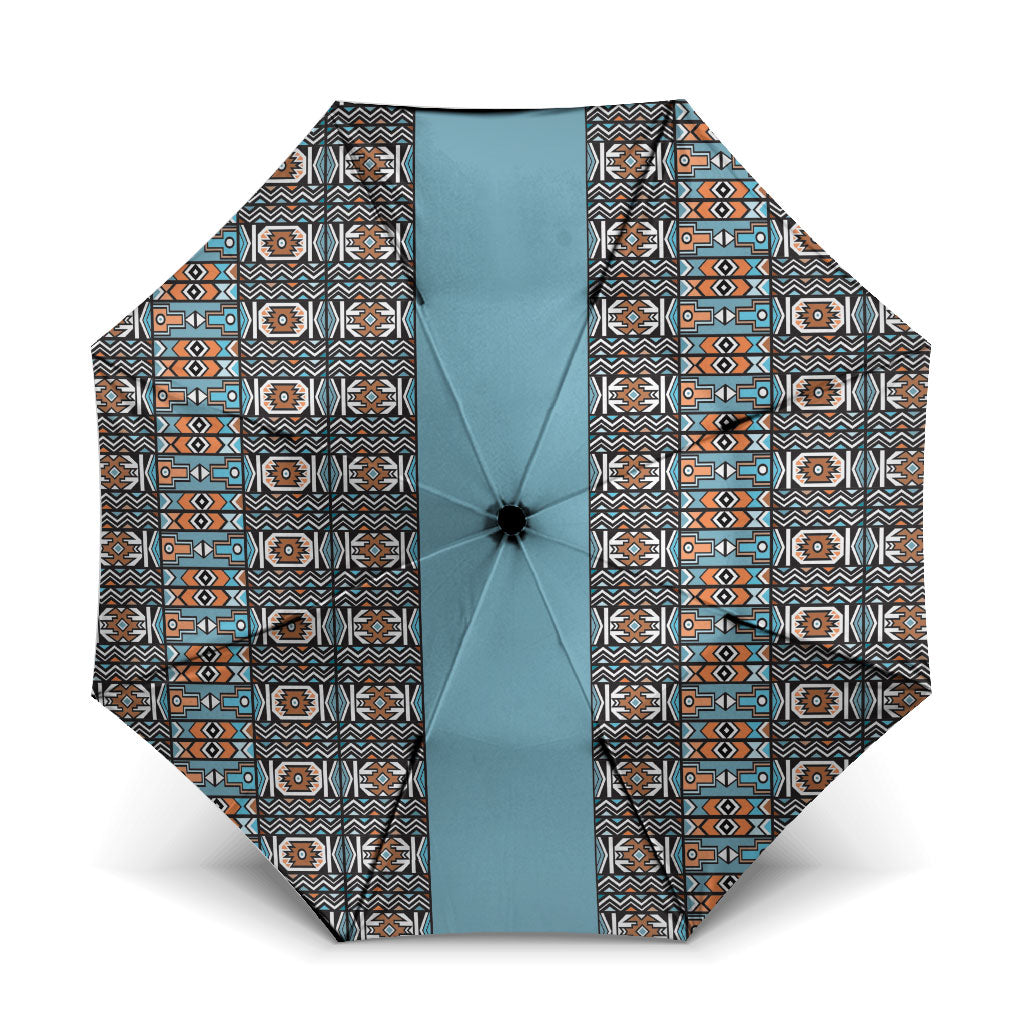 African Ndebele Traditional Attire Umbrella Blue Ndebele Stripe