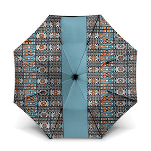 African Ndebele Traditional Attire Umbrella Blue Ndebele Stripe