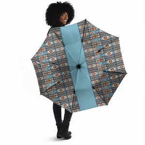 African Ndebele Traditional Attire Umbrella Blue Ndebele Stripe
