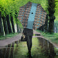 African Ndebele Traditional Attire Umbrella Blue Ndebele Stripe