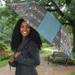 African Ndebele Traditional Attire Umbrella Blue Ndebele Stripe