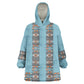 African Ndebele Traditional Attire Wearable Blanket Hoodie Blue Ndebele Stripe