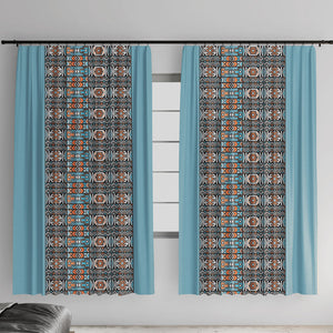 African Ndebele Traditional Attire Window Curtain Blue Ndebele Stripe
