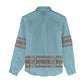African Ndebele Traditional Attire Women Casual Shirt Blue Ndebele Stripe