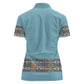 African Ndebele Traditional Attire Women Polo Shirt Blue Ndebele Stripe