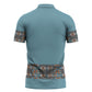 African Ndebele Traditional Attire Zipper Polo Shirt Blue Ndebele Stripe