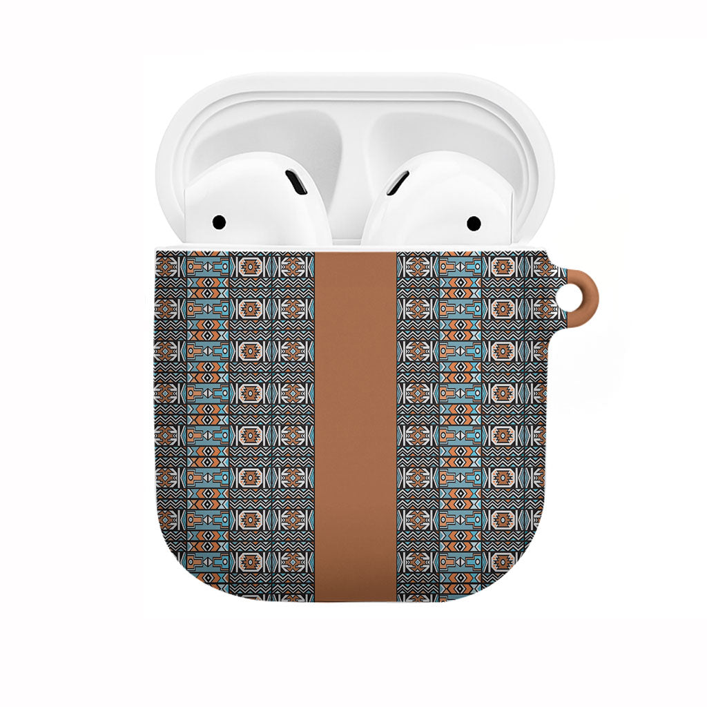African Ndebele Traditional Attire AirPods Case Brown Ndebele Stripe