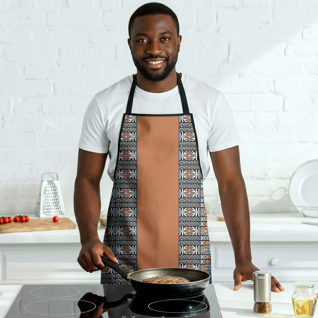 African Ndebele Traditional Attire Apron Brown Ndebele Stripe