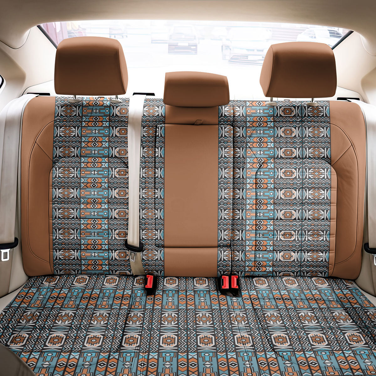 African Ndebele Traditional Attire Back Car Seat Cover Brown Ndebele Stripe