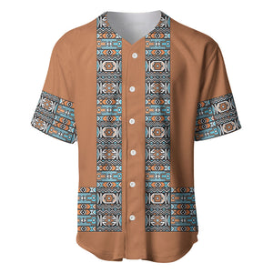African Ndebele Traditional Attire Baseball Jersey Brown Ndebele Stripe