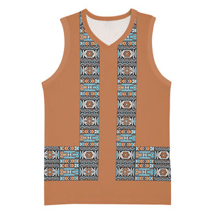 African Ndebele Traditional Attire Basketball Jersey Brown Ndebele Stripe