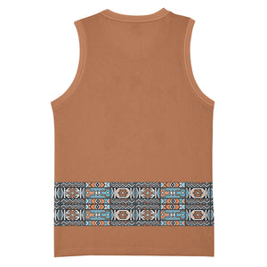 African Ndebele Traditional Attire Basketball Jersey Brown Ndebele Stripe