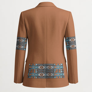 African Ndebele Traditional Attire Blazer Brown Ndebele Stripe