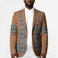 African Ndebele Traditional Attire Blazer Brown Ndebele Stripe