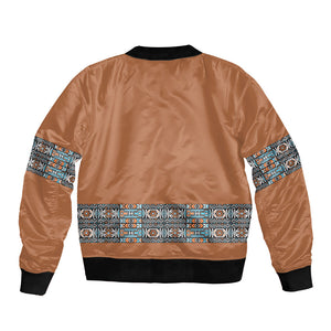 African Ndebele Traditional Attire Bomber Jacket Brown Ndebele Stripe