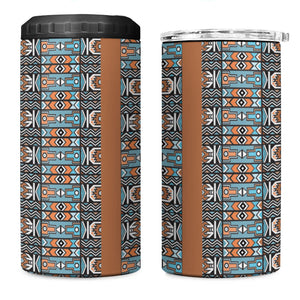 African Ndebele Traditional Attire 4 in 1 Can Cooler Tumbler Brown Ndebele Stripe