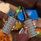 African Ndebele Traditional Attire 4 in 1 Can Cooler Tumbler Brown Ndebele Stripe