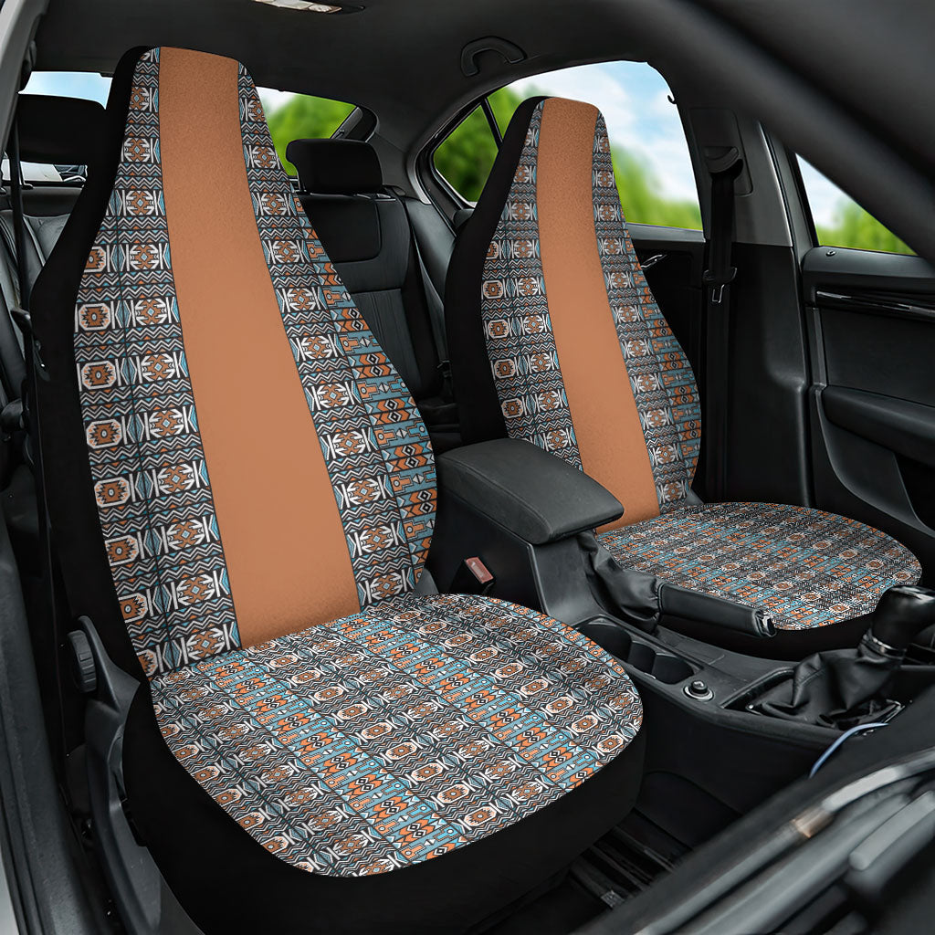 African Ndebele Traditional Attire Car Seat Cover Brown Ndebele Stripe