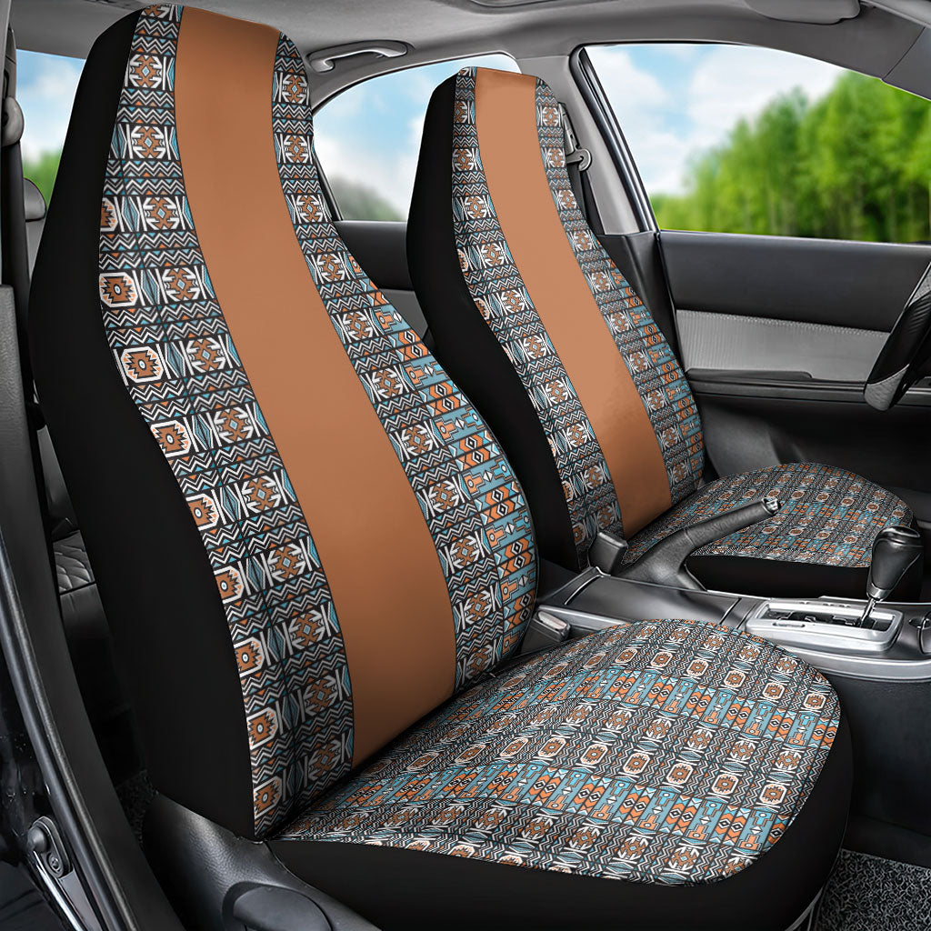 African Ndebele Traditional Attire Car Seat Cover Brown Ndebele Stripe