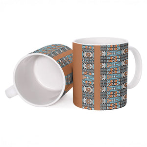 African Ndebele Traditional Attire Ceramic Mug Brown Ndebele Stripe