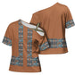 African Ndebele Traditional Attire Cross Shoulder Shirt Brown Ndebele Stripe