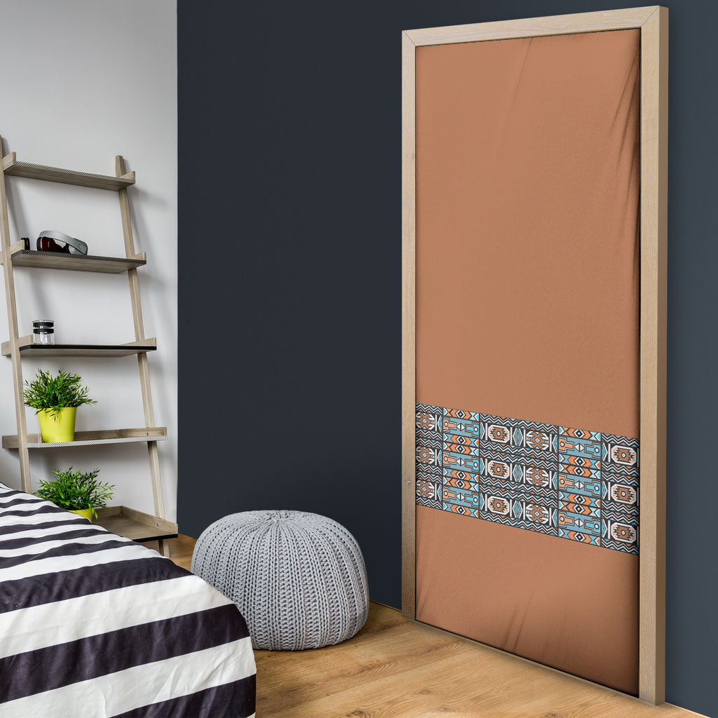 African Ndebele Traditional Attire Door Cover Brown Ndebele Stripe