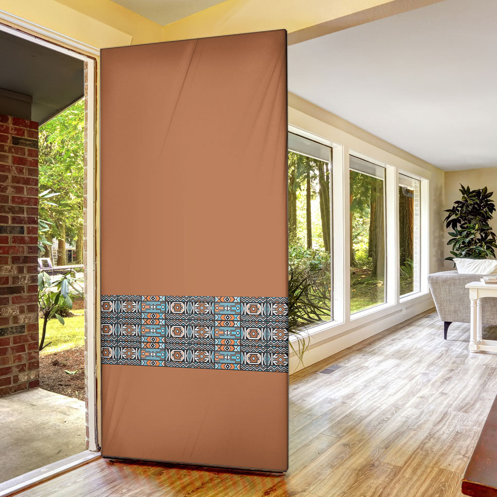 African Ndebele Traditional Attire Door Cover Brown Ndebele Stripe