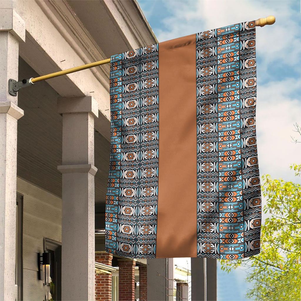 African Ndebele Traditional Attire Garden Flag Brown Ndebele Stripe