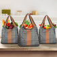 African Ndebele Traditional Attire Grocery Bag Brown Ndebele Stripe