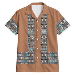 African Ndebele Traditional Attire Hawaiian Shirt Brown Ndebele Stripe