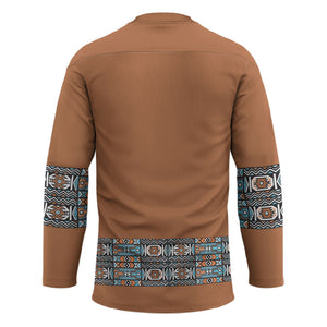 African Ndebele Traditional Attire Hockey Jersey Brown Ndebele Stripe