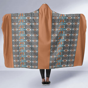 African Ndebele Traditional Attire Hooded Blanket Brown Ndebele Stripe