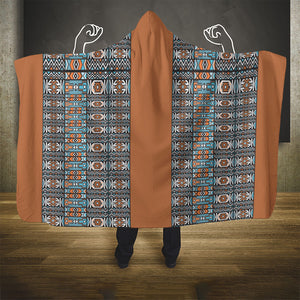 African Ndebele Traditional Attire Hooded Blanket Brown Ndebele Stripe