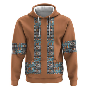 African Ndebele Traditional Attire Hoodie Brown Ndebele Stripe