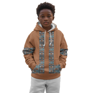 African Ndebele Traditional Attire Kid Hoodie Brown Ndebele Stripe