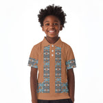 African Ndebele Traditional Attire Kid Polo Shirt Brown Ndebele Stripe