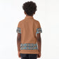 African Ndebele Traditional Attire Kid Polo Shirt Brown Ndebele Stripe