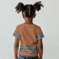 African Ndebele Traditional Attire Kid T shirt Brown Ndebele Stripe