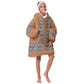 African Ndebele Traditional Attire Kid Wearable Blanket Hoodie Brown Ndebele Stripe