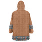 African Ndebele Traditional Attire Kid Wearable Blanket Hoodie Brown Ndebele Stripe