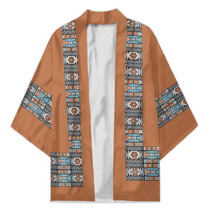 African Ndebele Traditional Attire Kimono Brown Ndebele Stripe