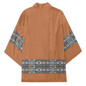 African Ndebele Traditional Attire Kimono Brown Ndebele Stripe