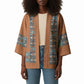 African Ndebele Traditional Attire Kimono Brown Ndebele Stripe