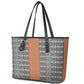 African Ndebele Traditional Attire Leather Tote Bag Brown Ndebele Stripe