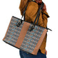 African Ndebele Traditional Attire Leather Tote Bag Brown Ndebele Stripe