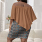 African Ndebele Traditional Attire Off Shoulder Short Dress Brown Ndebele Stripe