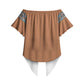 African Ndebele Traditional Attire Off Shoulder Wrap Waist Top Brown Ndebele Stripe